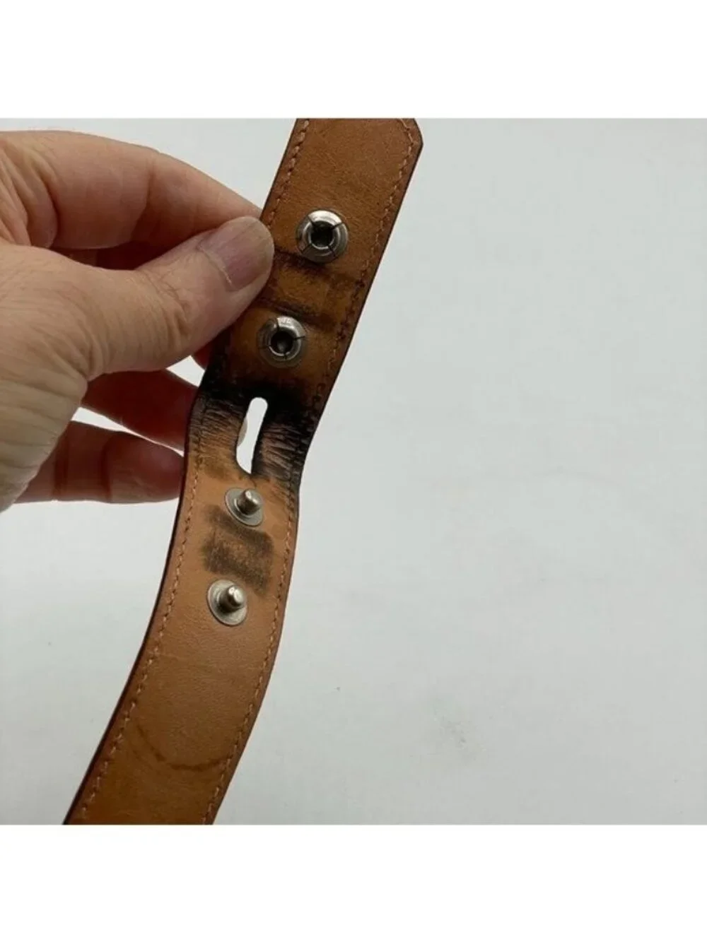 Pat Areias Vintage Genuine Lizard Brown Waist Belt Strap Unisex Size 28 USA